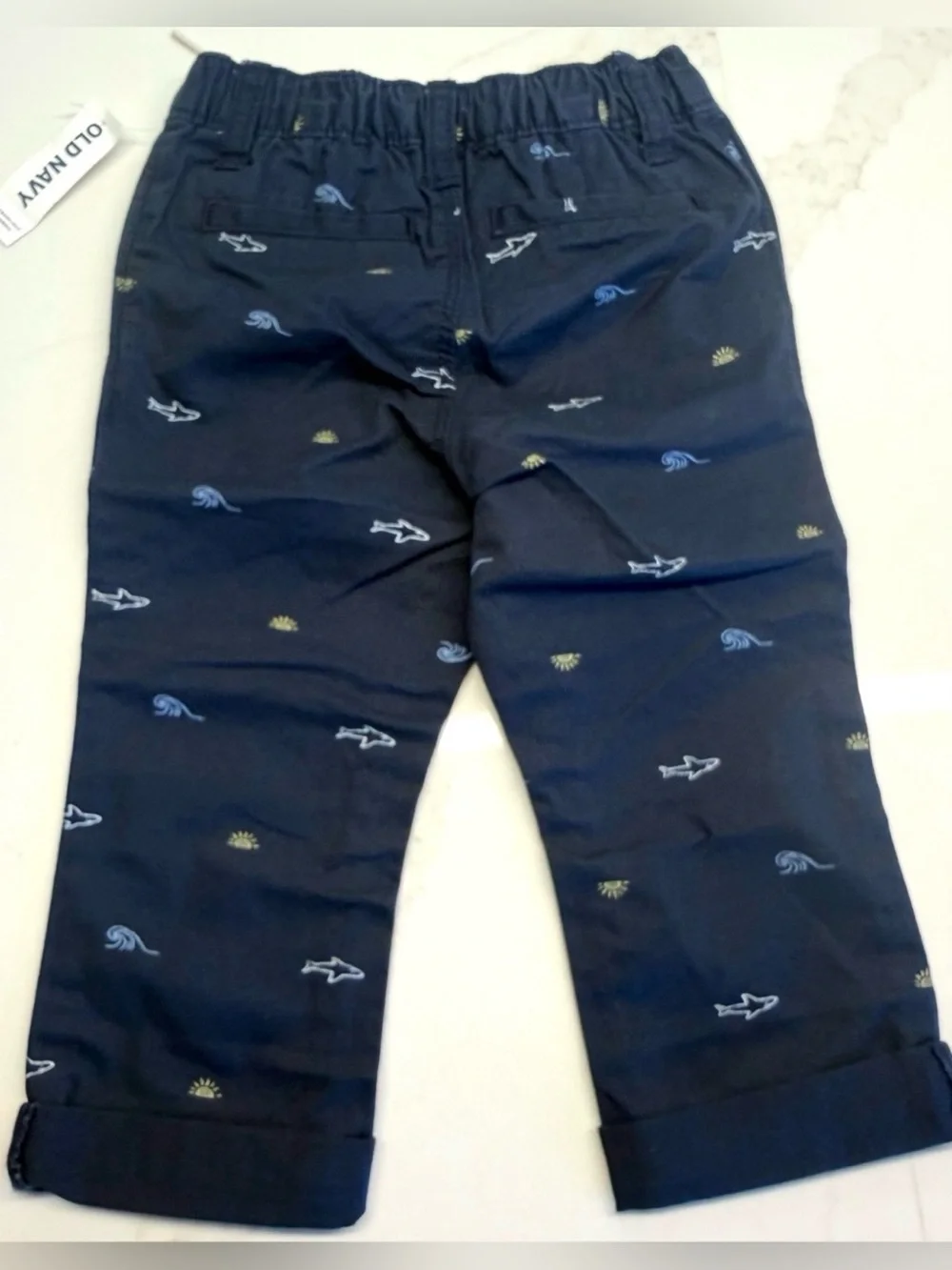 NWT Old Navy 18-24M Plaid Button-Up Shirt & Shark Print Chino Pants Outfit Set
